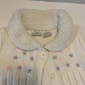 Girls Sweater Koala Kids Toddler Ivory Knitted Fleece Collar Pink/ Purple Sz 2T